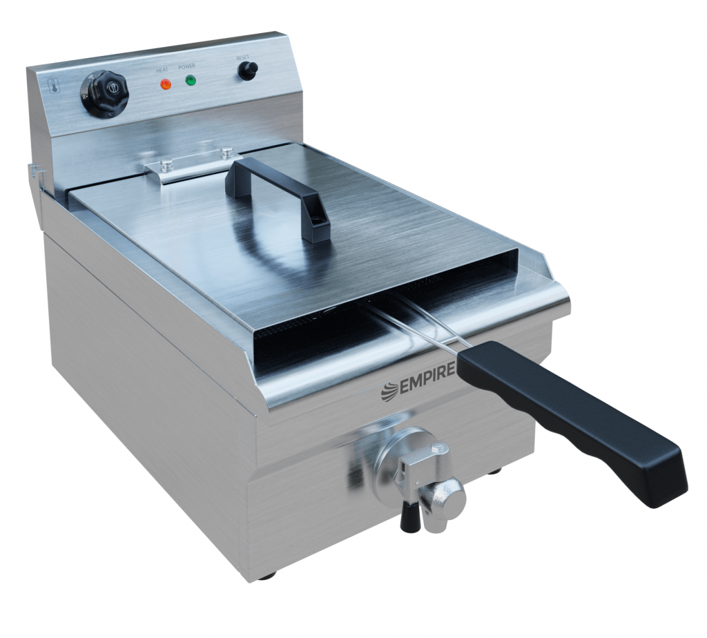 Empire 12L Electric Fryer with Drain Tap – 3kW Commercial Countertop Deep Fryer | EMP-ESF-12-DT Countertop Electric Fryers Empire