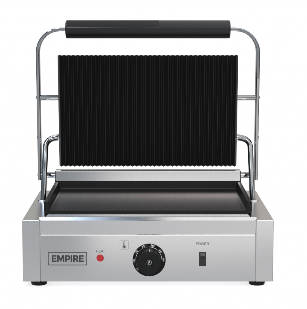 Empire Large Contact Panini Grill Ribbed Top Flat Bottom - EMP-GH811L Contact Grills & Panini Makers Empire