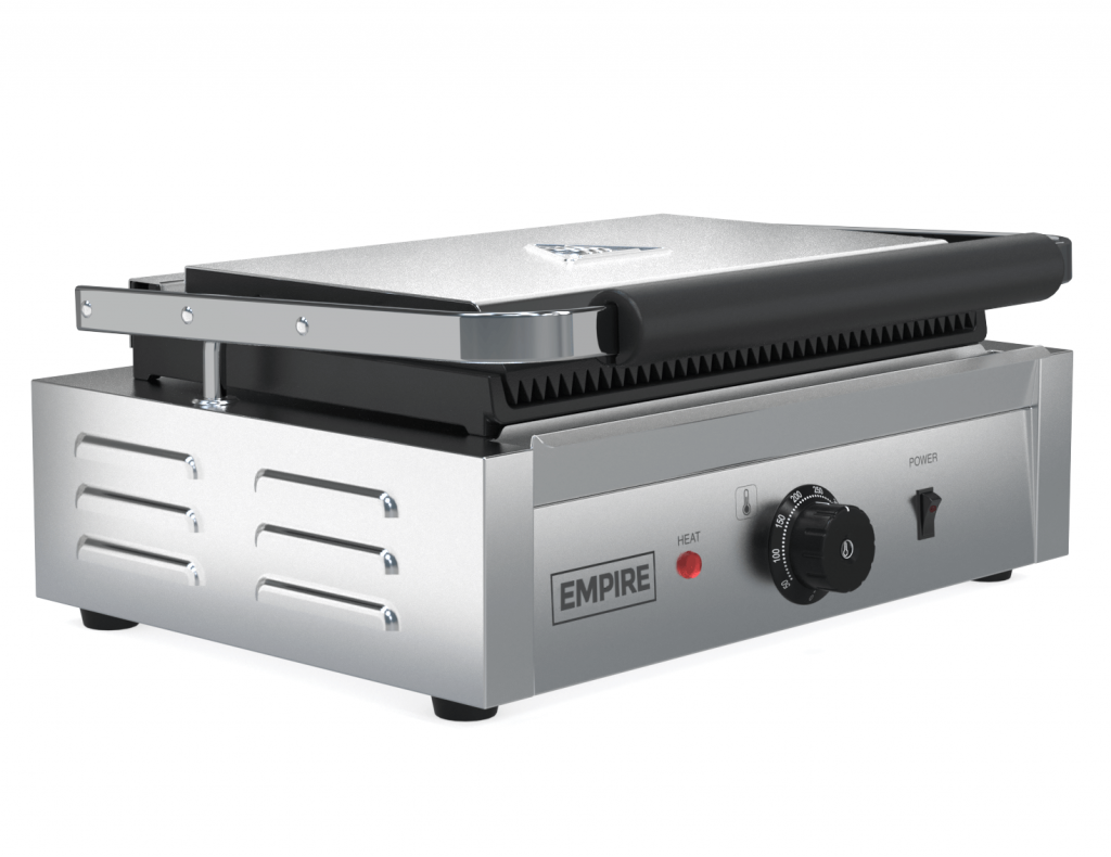 Empire Large Contact Panini Grill Ribbed Top Flat Bottom - EMP-GH811L Contact Grills & Panini Makers Empire