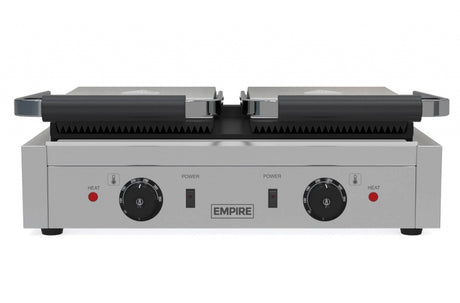 Empire Large Twin Contact Panini Grill Ribbed Top Flat Bottom - EMP-GH813 Contact Grills & Panini Makers Empire