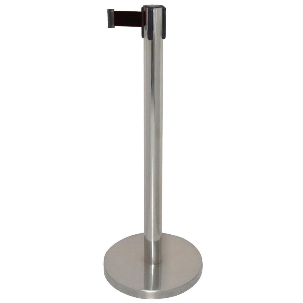 Empire Retractable Belt Stanchion Barrier 2 Metre Stainless Steel Set of 2 - EMP-SBP-04 Retractable Strap Barriers & Stanchions Empire