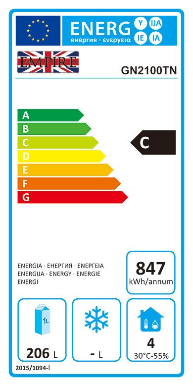 Empire Stainless Steel Counter Prep Refrigerator – 2 Door Commercial Fridge with Worktop | GN2100TN Refrigerated Counters - Double Door Empire