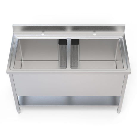 Empire Stainless Steel Double Pot Wash Catering Sink - PW-1400 Pot Wash Sinks Empire   