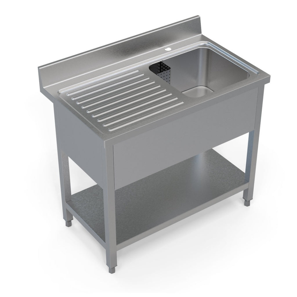 Empire Stainless Steel Commercial Single Bowl Sink – Left Hand Drainer 1000mm Wide | 1000-600LHD Single Bowl Sinks Empire