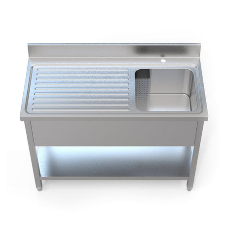 Empire Stainless Steel Commercial Single Bowl Sink – Left Hand Drainer 1200mm Wide | 1200-600LHD Single Bowl Sinks Empire