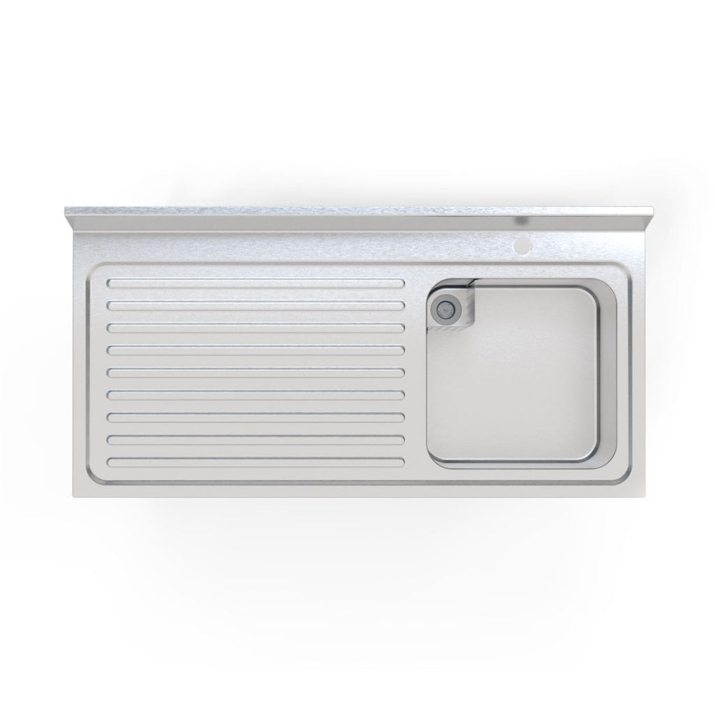 Empire Stainless Steel Commercial Single Bowl Sink – Left Hand Drainer 1200mm Wide | 1200-600LHD Single Bowl Sinks Empire