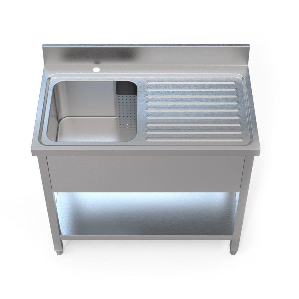Empire Stainless Steel Commercial Single Bowl Sink – Right Hand Drainer 1000mm Wide | 1000-600RHD Single Bowl Sinks Empire