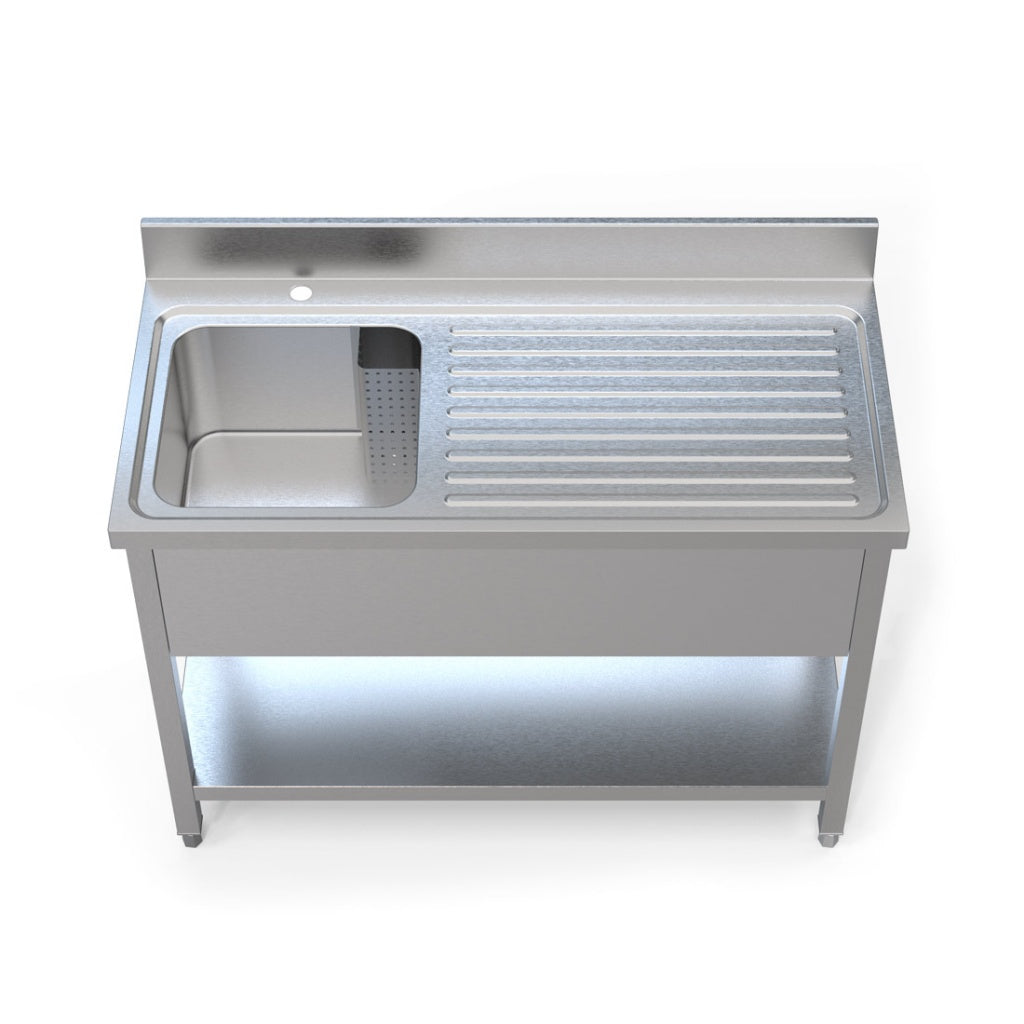 Empire Stainless Steel Commercial Single Bowl Sink – Right Hand Drainer 1200mm Wide | 1200-600RHD Single Bowl Sinks Empire