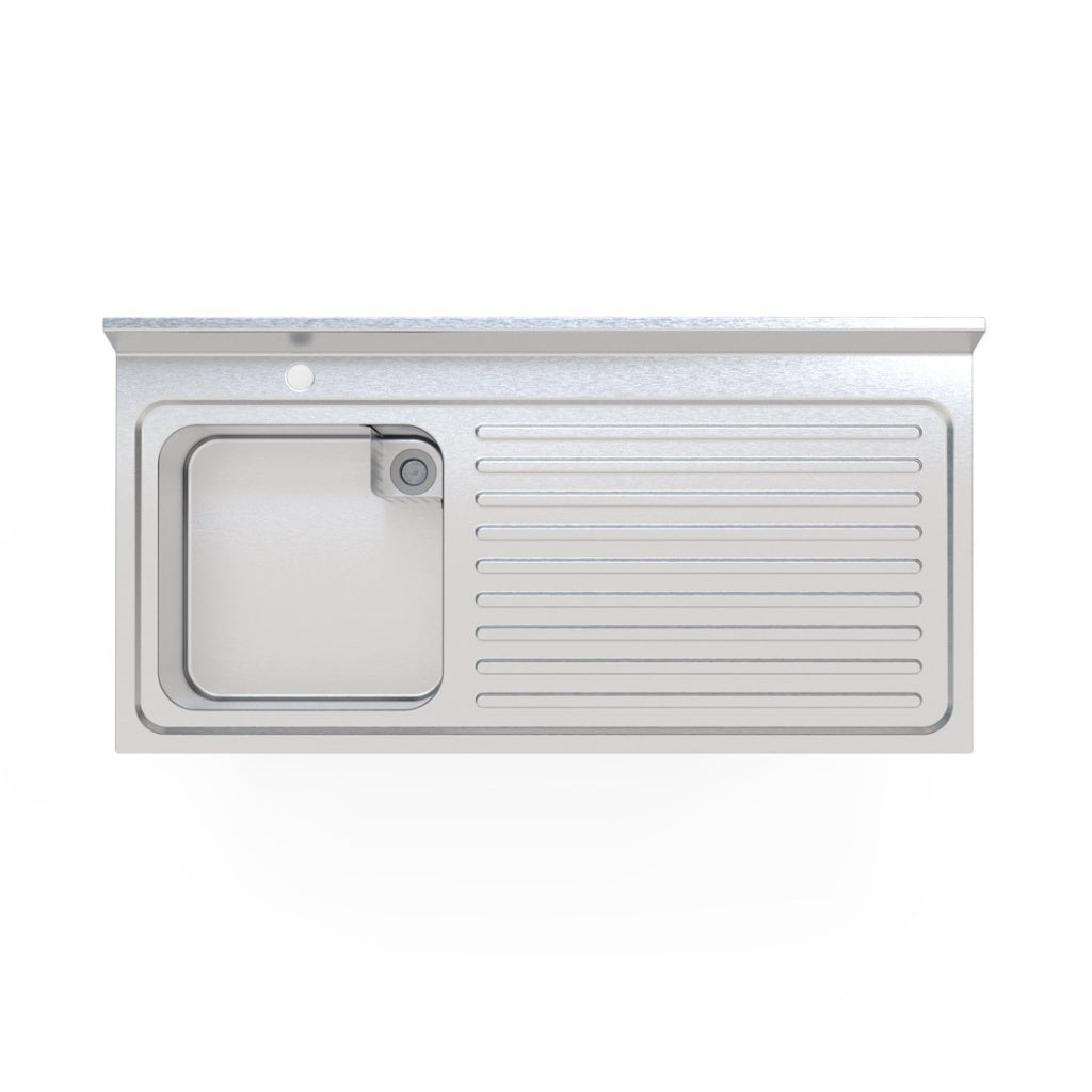 Empire Stainless Steel Commercial Single Bowl Sink – Right Hand Drainer 1200mm Wide | 1200-600RHD Single Bowl Sinks Empire