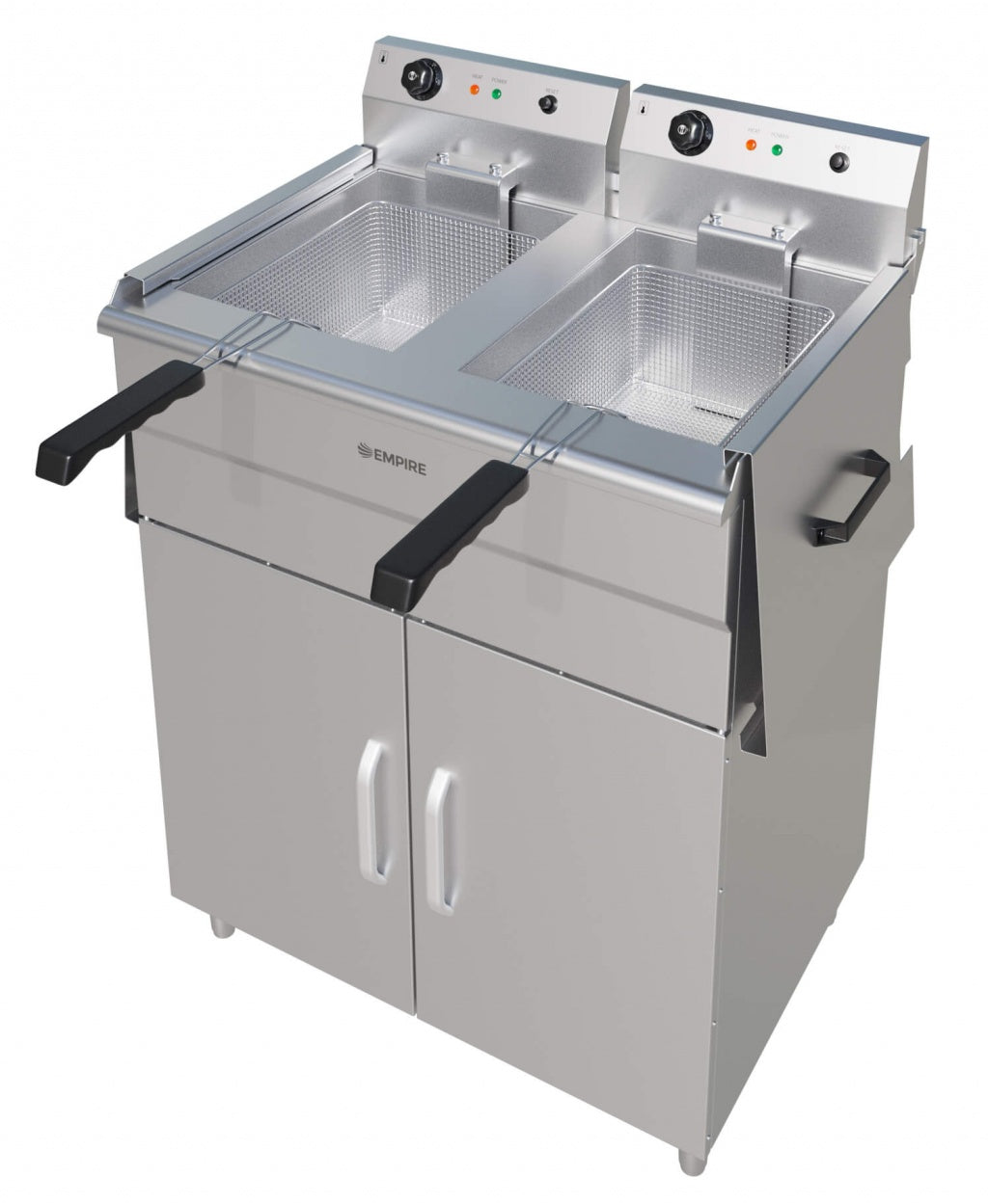 Empire 2 x 12L Twin Tank Electric Floor-Standing Fryer – 6kW Commercial Deep Fryer | EMP-FSEF-10V-2 Freestanding Electric Fryers Empire