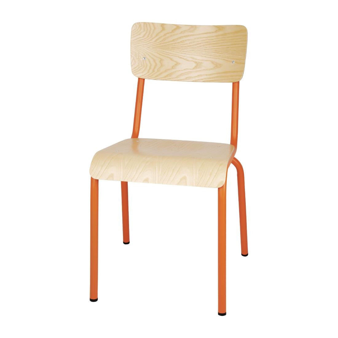 Bolero Cantina Side Chairs with Wooden Seat Pad and Backrest Orange (Pack of 4) - FB947 Chairs Bolero