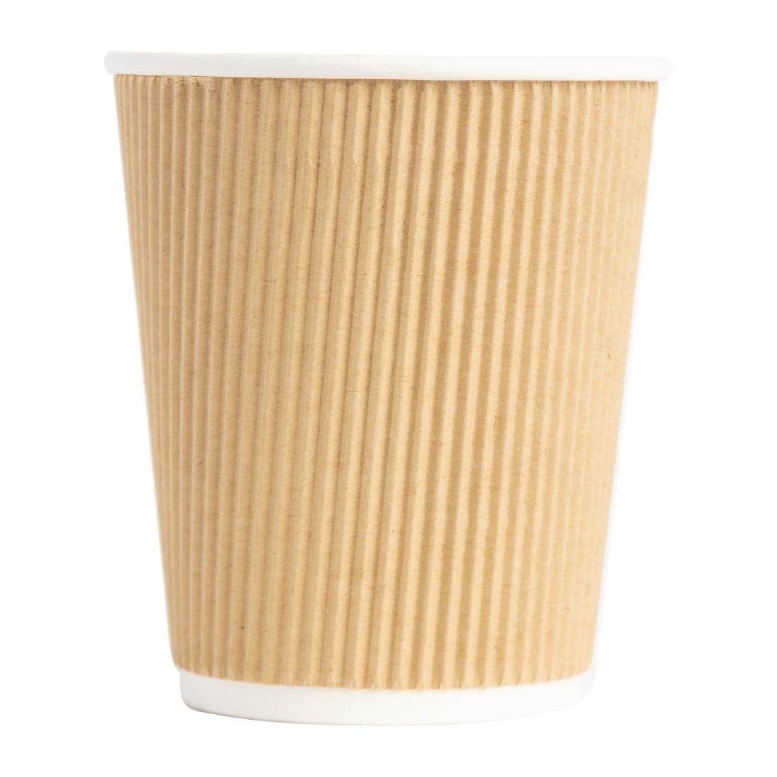 Fiesta Disposable Coffee Cups Ripple Wall Kraft 225ml / 8oz (Pack of 500) - GP442 Disposable Cups Fiesta