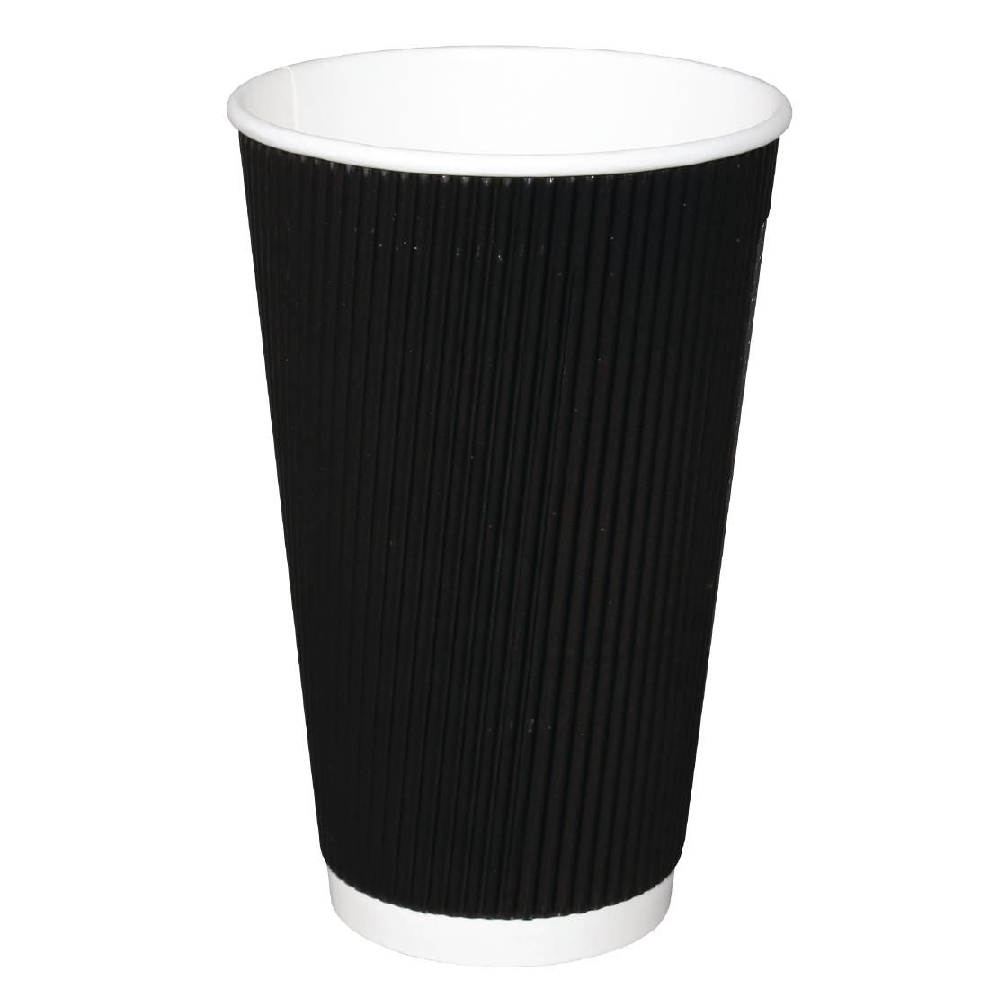 Fiesta Ripple Wall Takeaway Coffee Cups Black 455ml / 16oz (Pack of 25) - CM542 Disposable Cups Fiesta