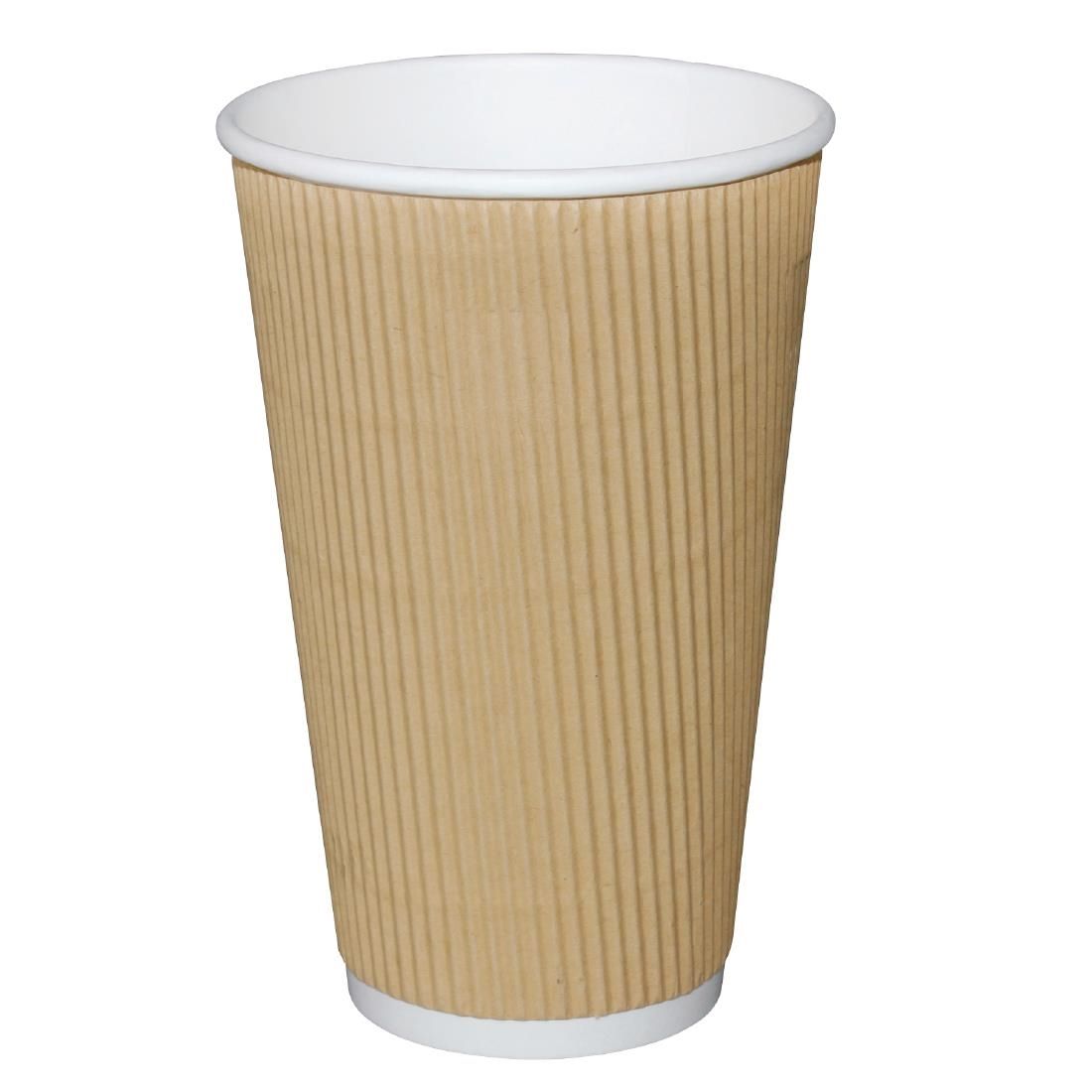 Fiesta Ripple Wall Takeaway Coffee Cups Kraft 455ml / 16oz (Pack of 500) - GF024 Disposable Cups Fiesta