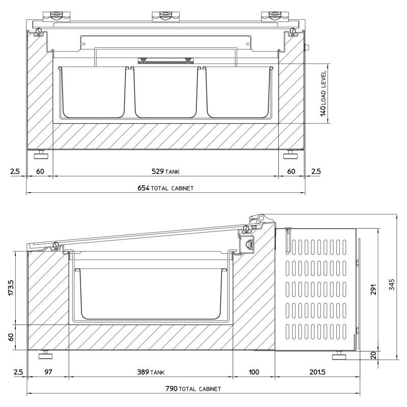 Framec Counter Top Scoop Ice Cream Display 3 x 5 Litre - MINI CREAM 3V Ice Cream Display Freezers Framec