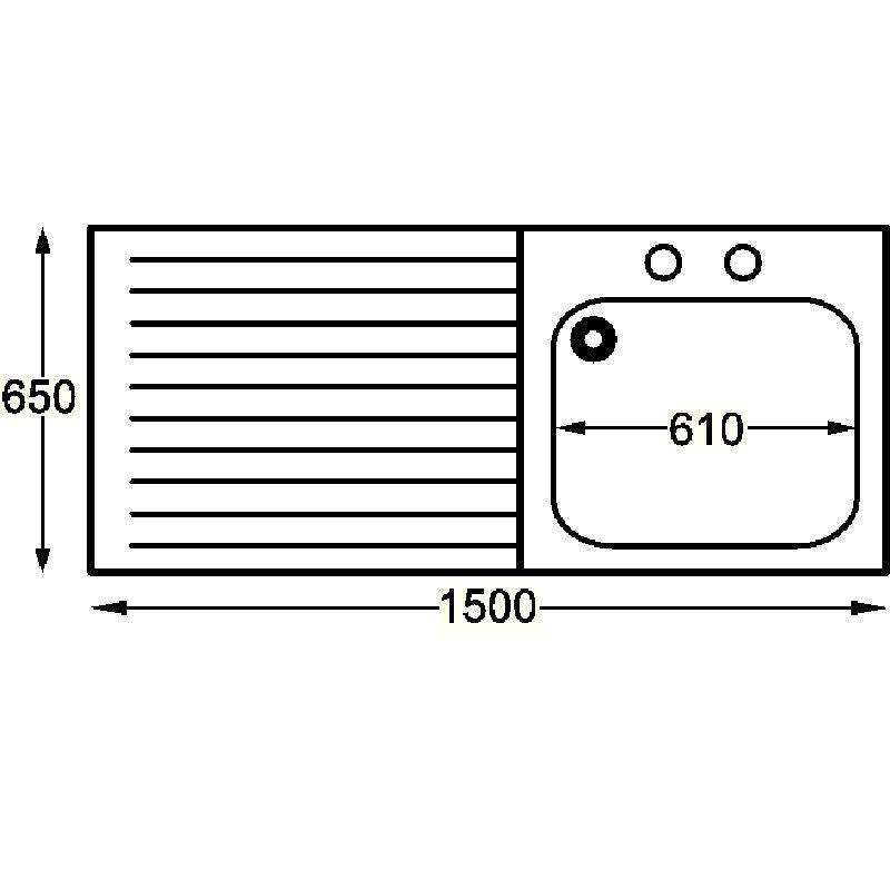 Franke Self Assembly Stainless Steel Sink Right Hand Bowl 1500x 650mm - P368 Single Bowl Sinks Franke