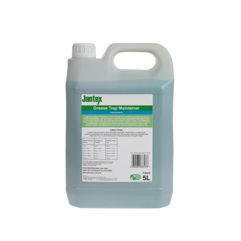 Jantex Green Grease Trap Maintainer Concentrate 5Ltr Grease Trap Dosing Systems Jantex