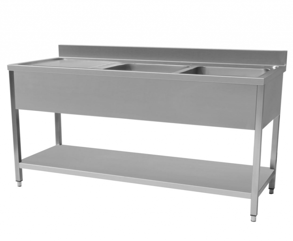 Hamoki Stainless Steel Sink Double Left Hand Drain 1400mm Wide - 231006 Double Bowl Sinks Hamoki