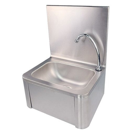 Hamoki Stainless Steel Stainless Steel Wall Mounted Knee Operated Sink & Splashback - 231045 Hand Wash Sinks Hamoki