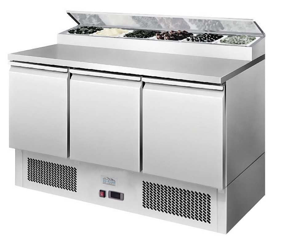 Ice-A-Cool ICE3869GR 3 Door Refrigerated Saladette Prep Counter 380 Litres Pizza Prep Counters - 3 Door Ice-A-Cool