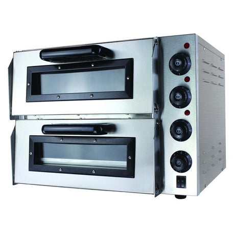 iMettos Twin Deck Stainless Steel Electric Pizza Oven 20 Inch - 171003 Twin Deck Pizza Ovens iMettos   