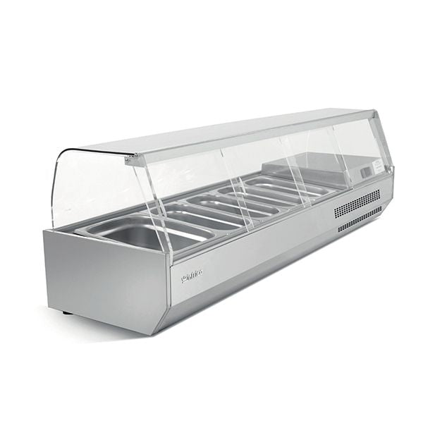Infrico 1/3 Gastronorm Prep Top With Glass Cover 1493mm(W) - VIP1490B13CR VRX Topping Units Infrico