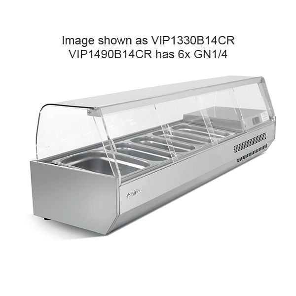 Infrico 1/4 Gastronorm Prep Top With Glass Cover 1493mm(W) - VIP1490B14CR VRX Topping Units Infrico