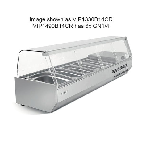 Infrico 1/4 Gastronorm Prep Top With Glass Cover 1493mm(W) - VIP1490B14CR VRX Topping Units Infrico   