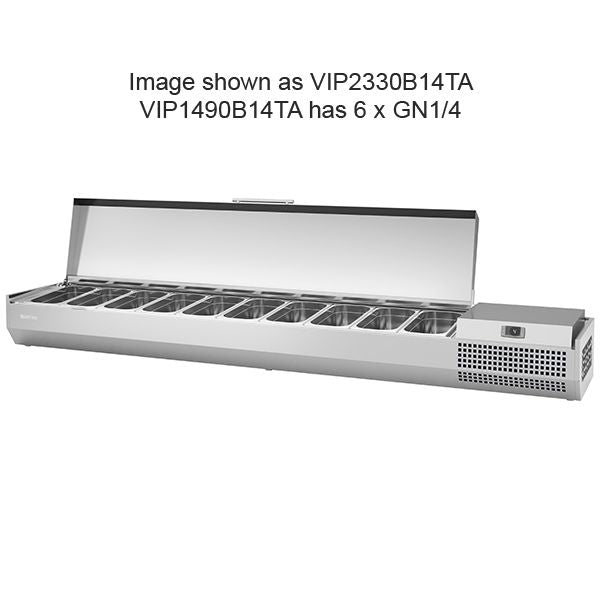 Infrico 1/4 Gastronorm Prep Top With Hinged Lid 1493mm(W) - VIP1490B14TA VRX Topping Units Infrico