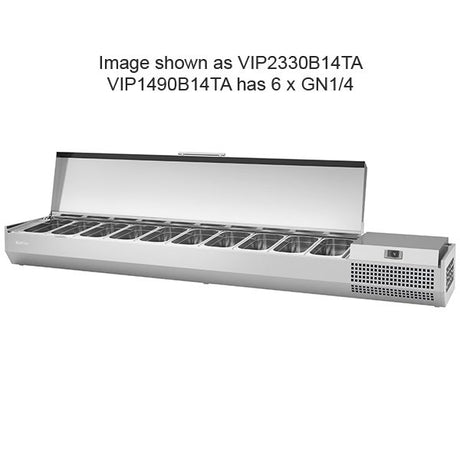 Infrico 1/4 Gastronorm Prep Top With Hinged Lid 1493mm(W) - VIP1490B14TA VRX Topping Units Infrico   