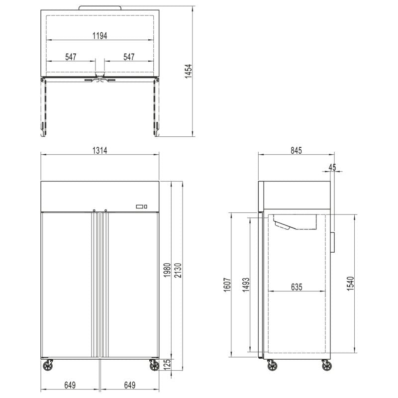 Tefcold Double Door Upright Gastronorm Fridge - CAR1250 Refrigeration Uprights - Double Door Tefcold
