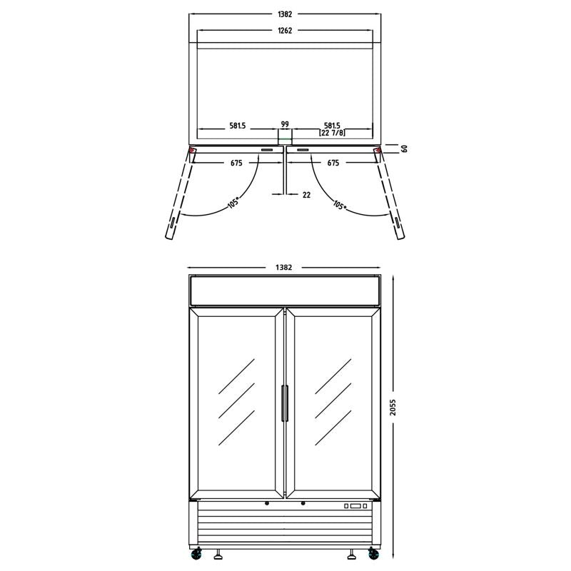 Tefcold Double Door Upright Gastronorm Fridge - LGC5000 Upright Double Glass Door Chillers Tefcold