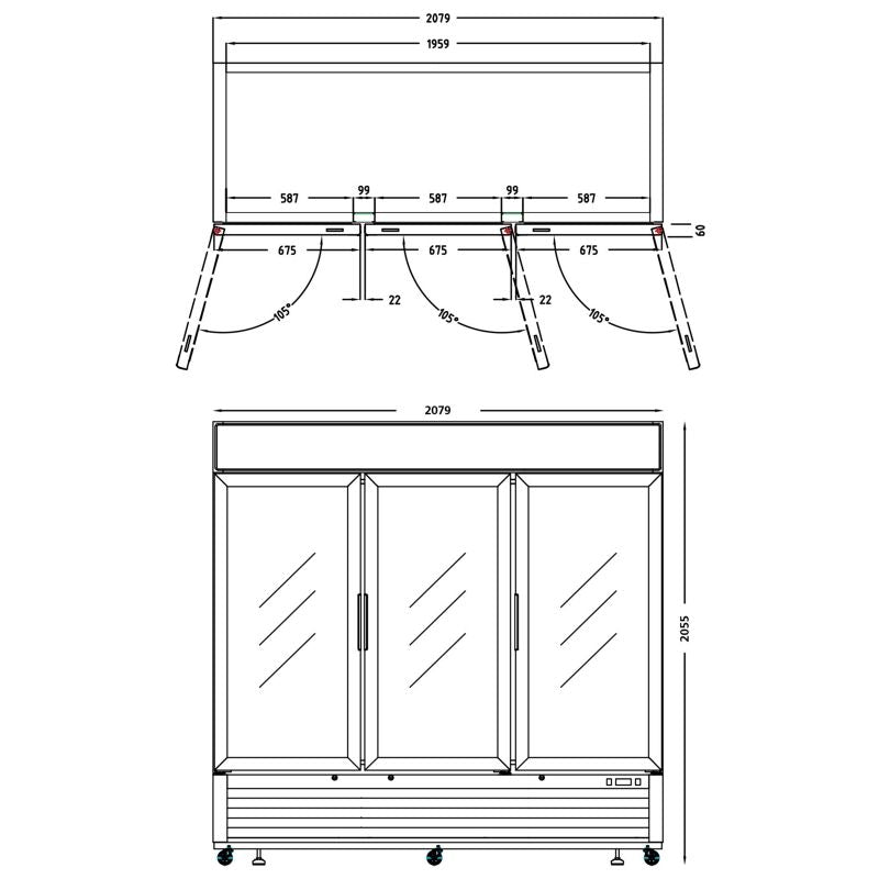 Tefcold Triple Glass Door Display Fridge - LGC7500 Refrigeration Uprights - Triple Door Tefcold