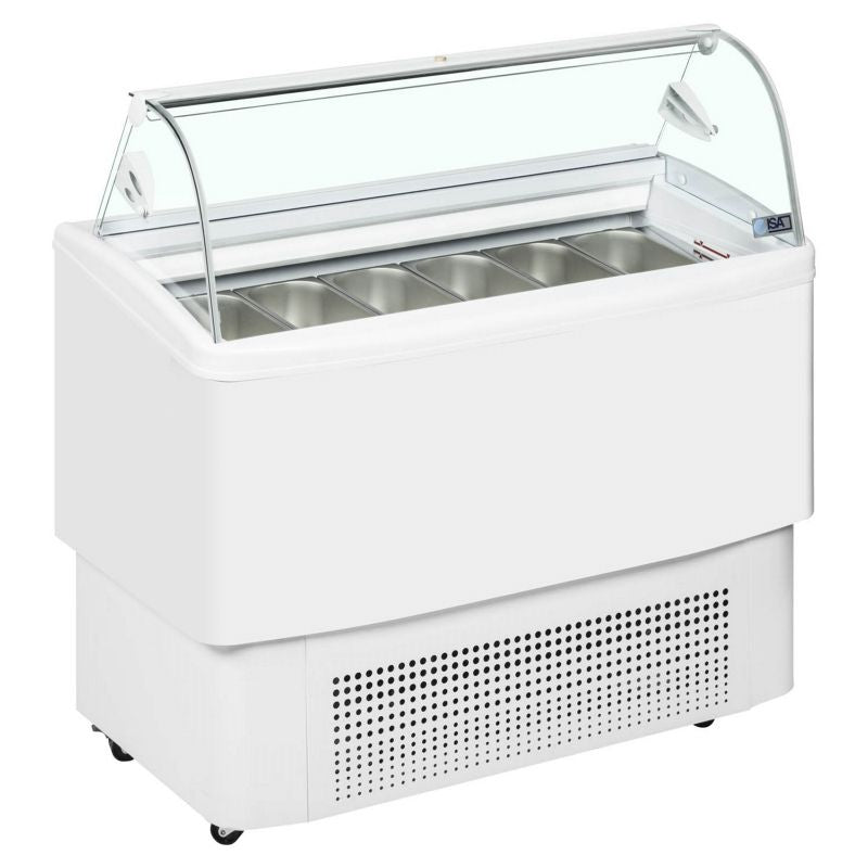 ISA Scoop Ice Cream Counter Display Freezer 7 x 5ltr Napoli Pan - FIJI 7 White Ice Cream Display Freezers ISA