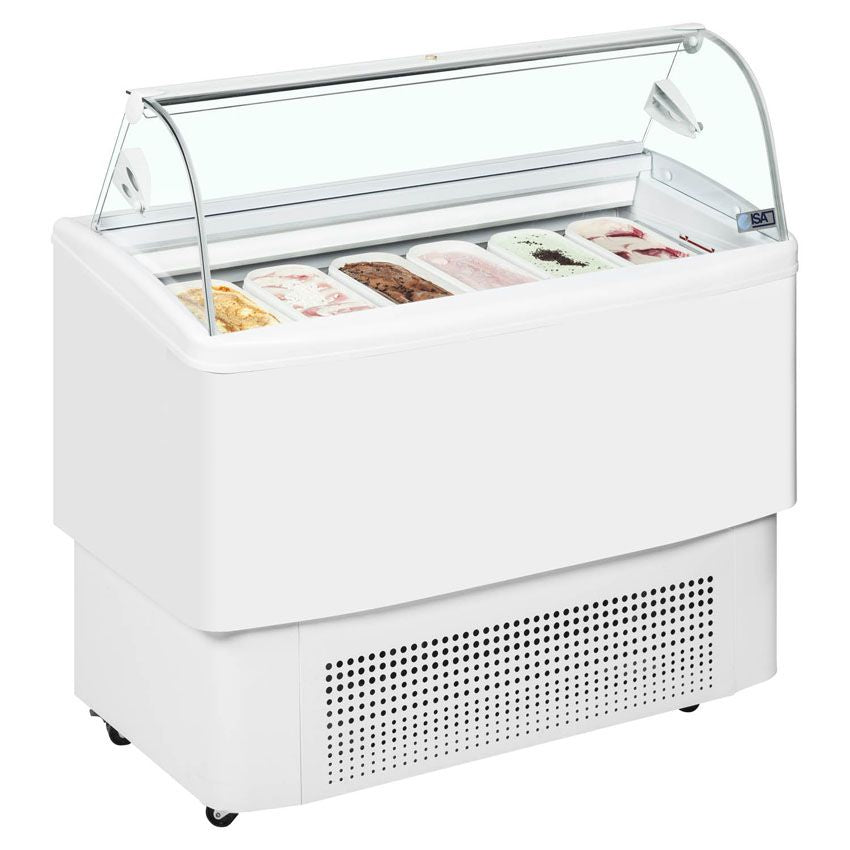 ISA Ventilated Scoop Ice Counter Cream Display 6 x 5ltr Napoli Pan - FIJI 6 Ice Cream Display Freezers ISA