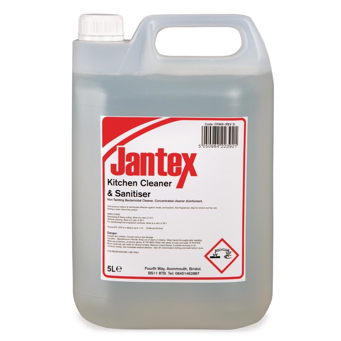 Jantex Kitchen Cleaner and Sanitiser Concentrate 5Ltr (Single Pack) - CF969 Disinfectants & Sanitisers Jantex