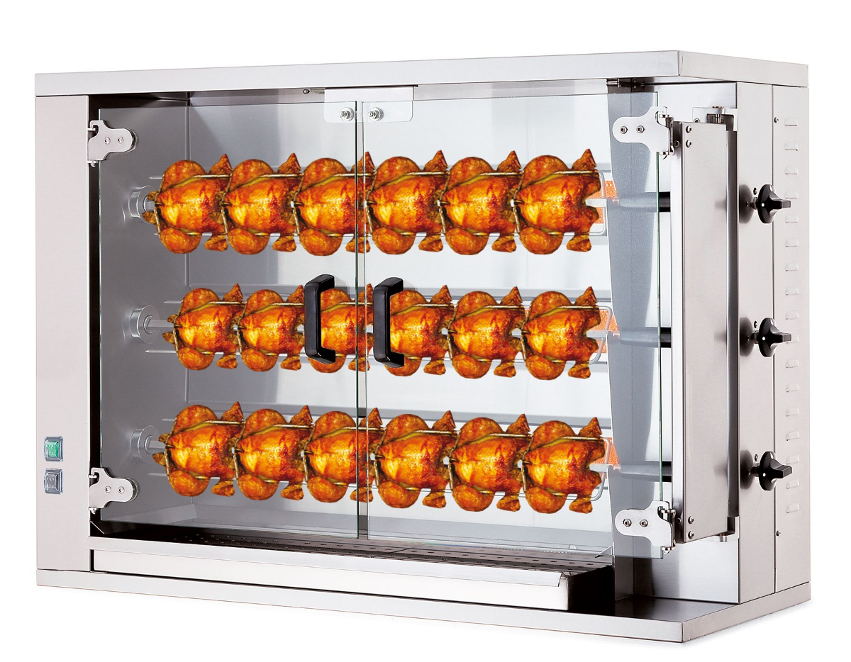 Kebab King Gas Chicken Rotisserie 3 Spit 15 Chicken Capacity - CRG3 Rotisseries and Hog Roasts Kebab King