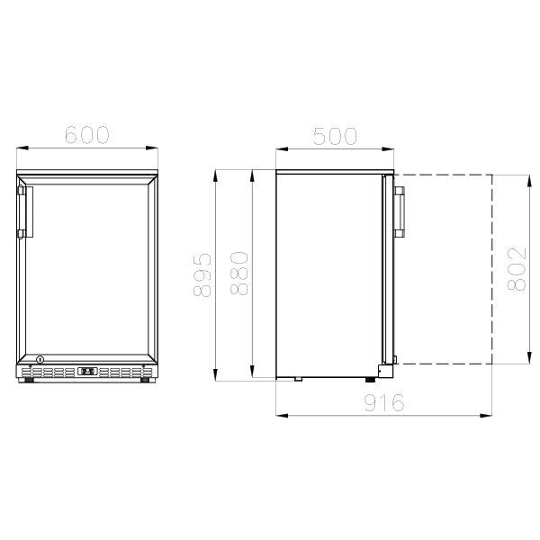 Koldbox 138 Ltr Single Hinged Door Back Bar Bottle Cooler - KBC1 Single Door Bottle Coolers Koldbox