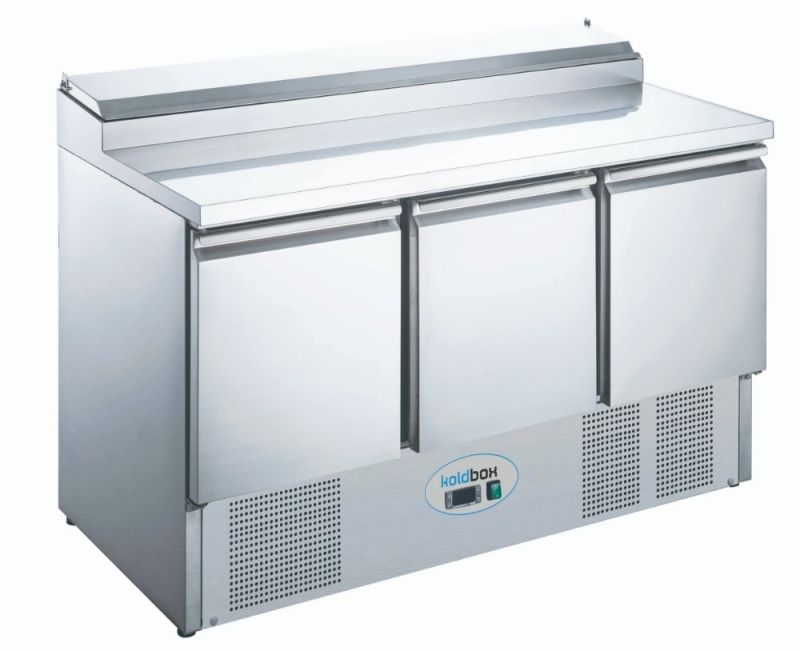 Koldbox Compact 392 Ltr 3 Door Refrigerated Prep Counter With Raised Collar - KXCC3-SAL Pizza Prep Counters - 3 Door Koldbox