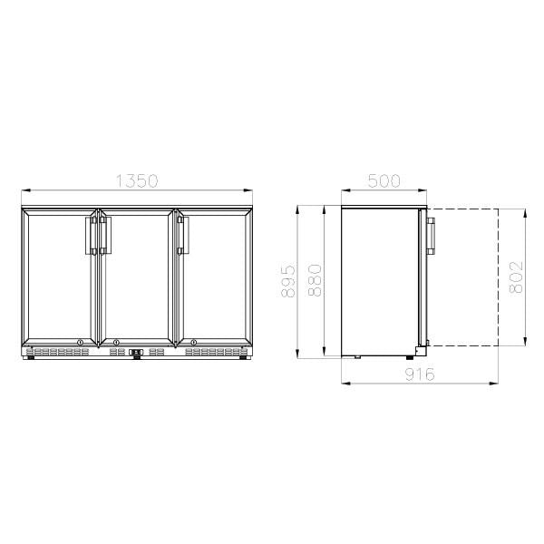 Koldbox Triple Hinged Door Bottle Cooler (338 Bottles) - KBC3 Triple Door Bottle Coolers Koldbox