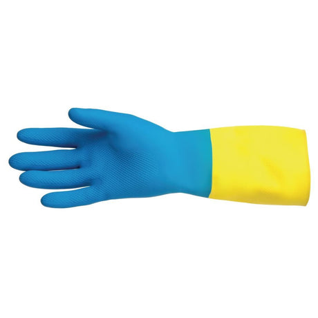 MAPA Alto 405 Liquid-Proof Heavy-Duty Janitorial Gloves Blue and Yellow Large - FA296-L Rubber Gloves Mapa   
