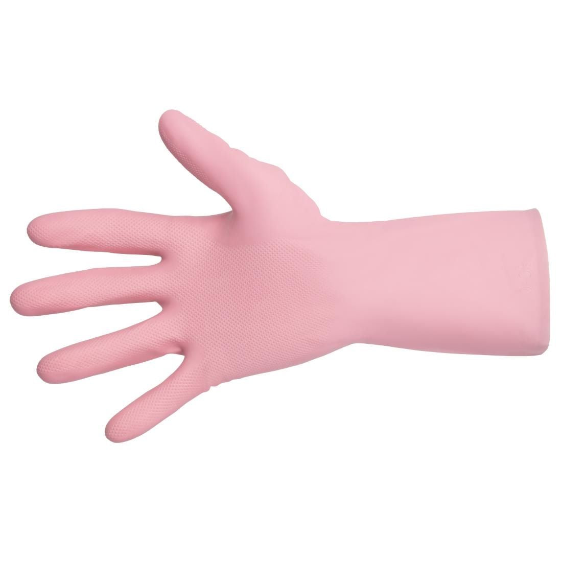 MAPA Vital 115 Liquid-Proof Light-Duty Janitorial Gloves Pink Large - FA290-L Rubber Gloves Mapa