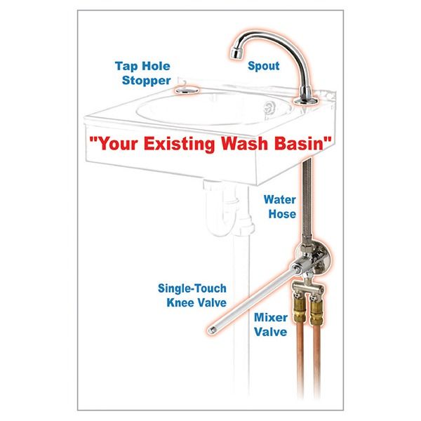 Mechline BaSix Hands-Free Mixer Tap Conversion Kit - HANDSFREE-EZ Mixer Taps Mechline