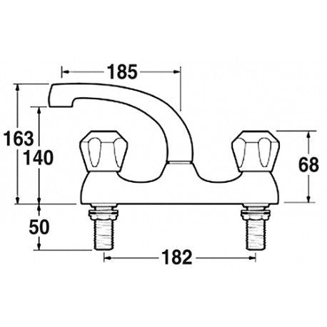 Mechline CaterTap 1/2 Dome Head Deck Mixer With Swivel Spout - WRCT-500MD Mixer Taps Mechline