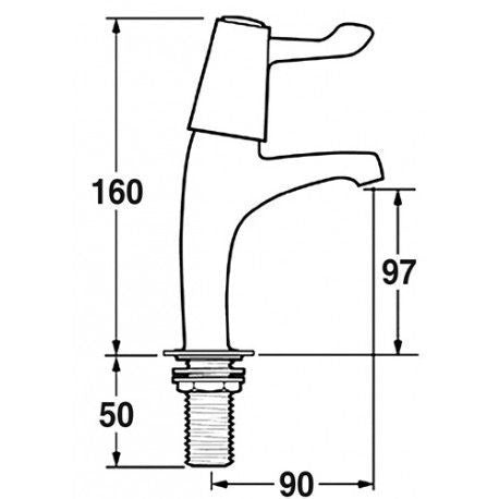 Mechline CaterTap 1/2 Inch Sink Taps With 3 Inch Levers - WRCT-500SL3 Stand Alone Taps Mechline