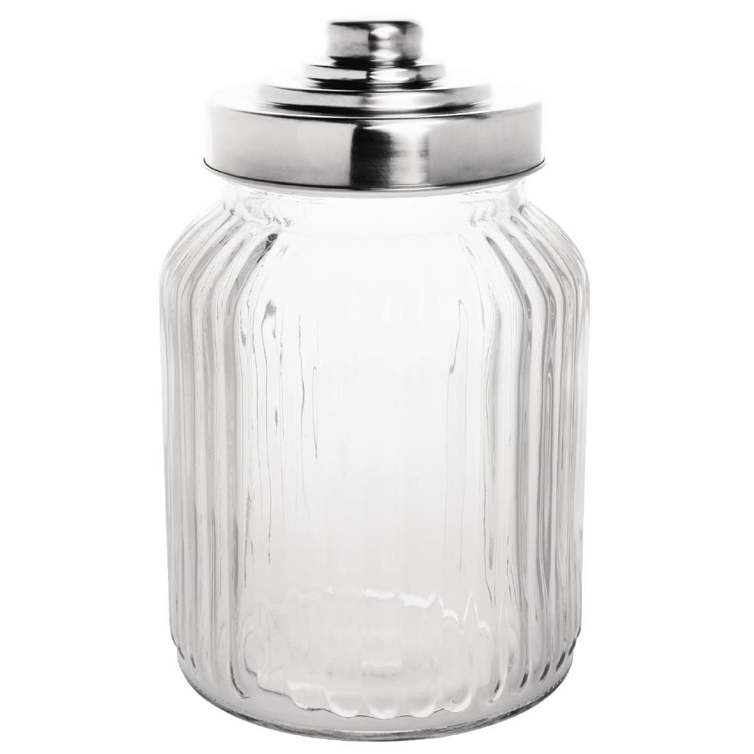 Olympia Ribbed Glass Storage Jar 900ml (Pack of 6) - CM637 Containers & Jars Olympia