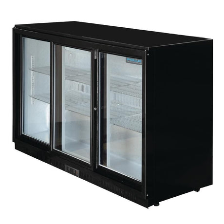 Polar Back Bar Cooler with Sliding Doors in Black 330Ltr - GL006 Triple Door Bottle Coolers Polar   