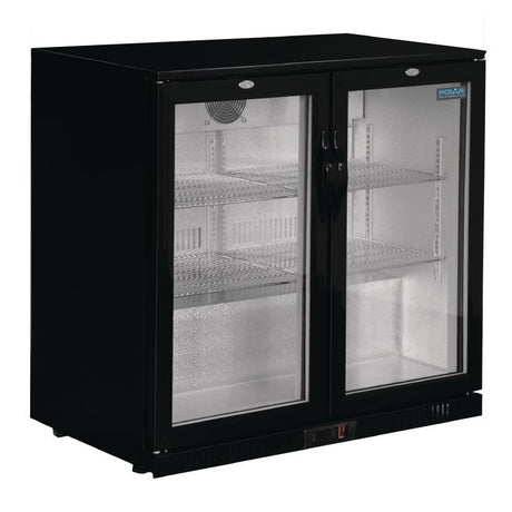 Polar Double Hinge Door Back Bar Cooler in Black with LED Lighting - GL002 Double Door Bottle Coolers Polar   
