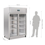 Polar Upright Double Glass Door Gastro Refrigerator 1200Ltr - CW198 Refrigeration Uprights - Double Door Polar   