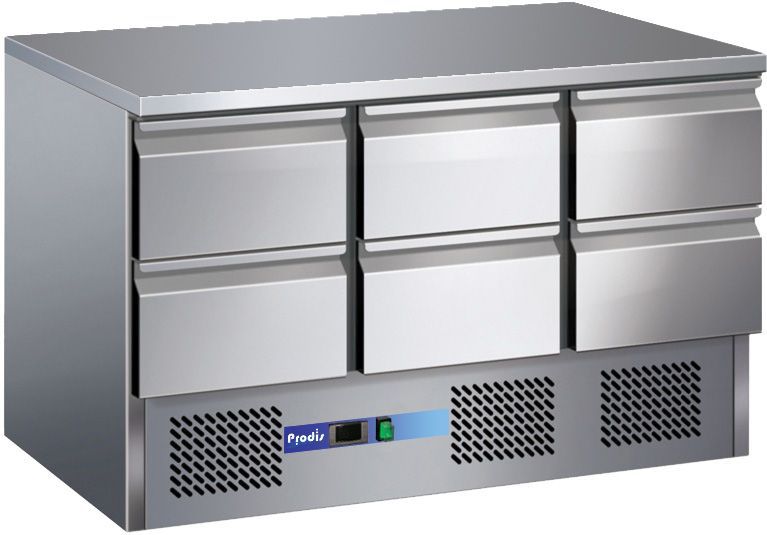 Prodis Compact EC-6DSS under counter 6 drawer stainless steel refrigerator Counter Fridges With Drawers Prodis